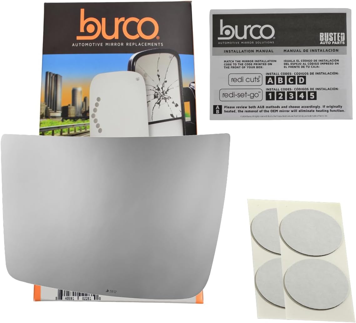 Burco 5912 Driver Side Replacement Lower Convex Spot Mirror Glass No Rear Mount, Compatible with 2016-2021 Compatible withd F650, F750