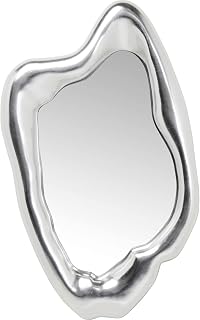 Kare Design Spiegel Hologram, Silber, 117x68x9cm, Wandspiegel, silbener Rahmen, leichte Wandmontage, Dekospiegel, asymmetrisch