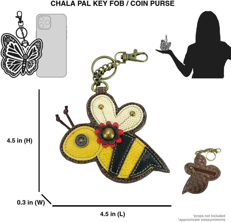 CHALA Garden Critter Collection Women's Decorative Key Fob/Coin Purse Accessory (Bee) - Image 4