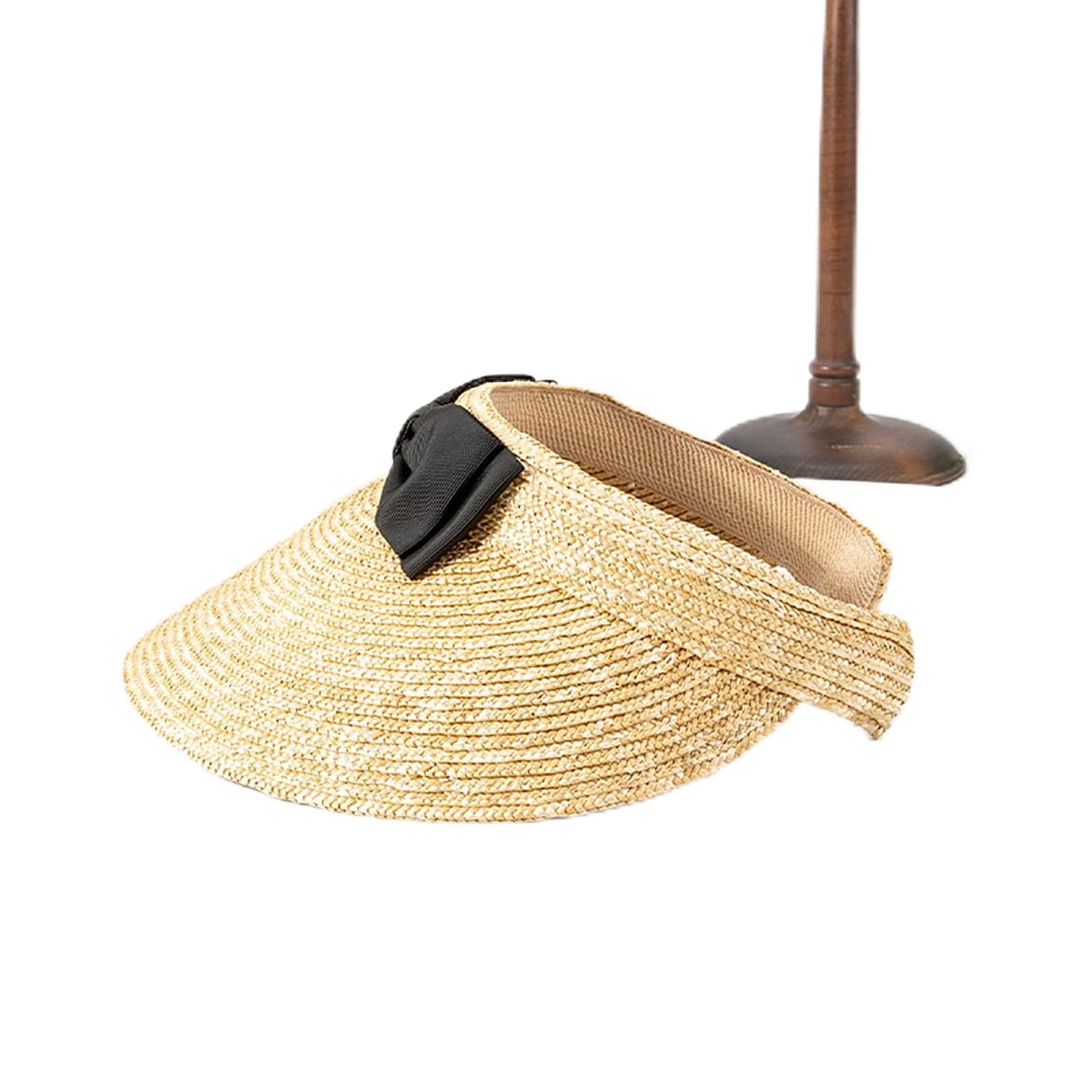 Sombrero De Paja De Verano con Visores para Mujer, Sombrero De Paja De ala Ancha con Visera para El Sol, Sombrero Ponytail Protección Visera Ancha, Visera De Playa
