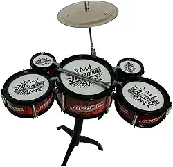 Bateria Musical Infantil Mini Jazz Drum Tambor Baquetas Prato Brinquedo Educacional