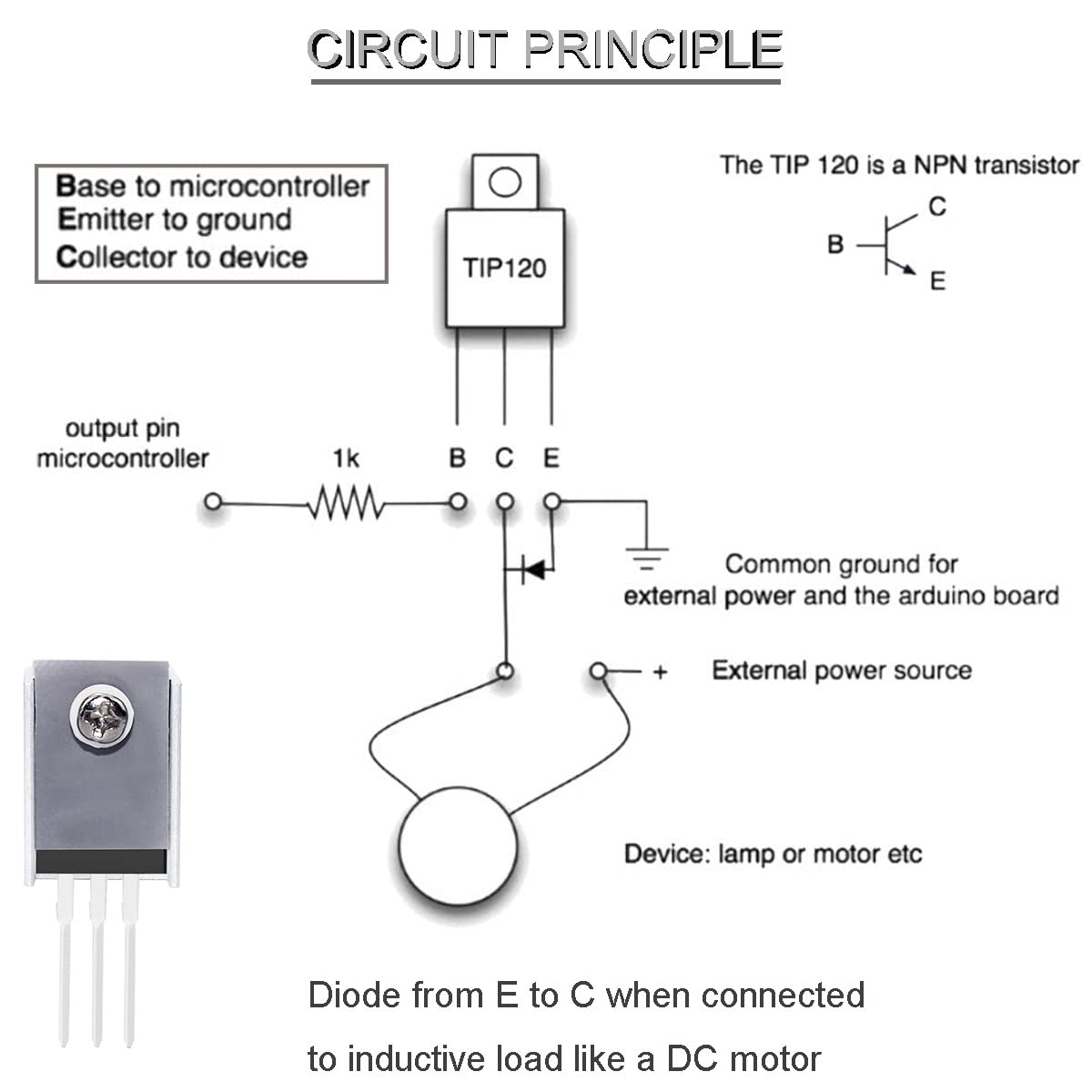 TIP120 Transistor NPN 5A 60V TO-220 Darlington di potenza epitassiale in silicio per Arduino