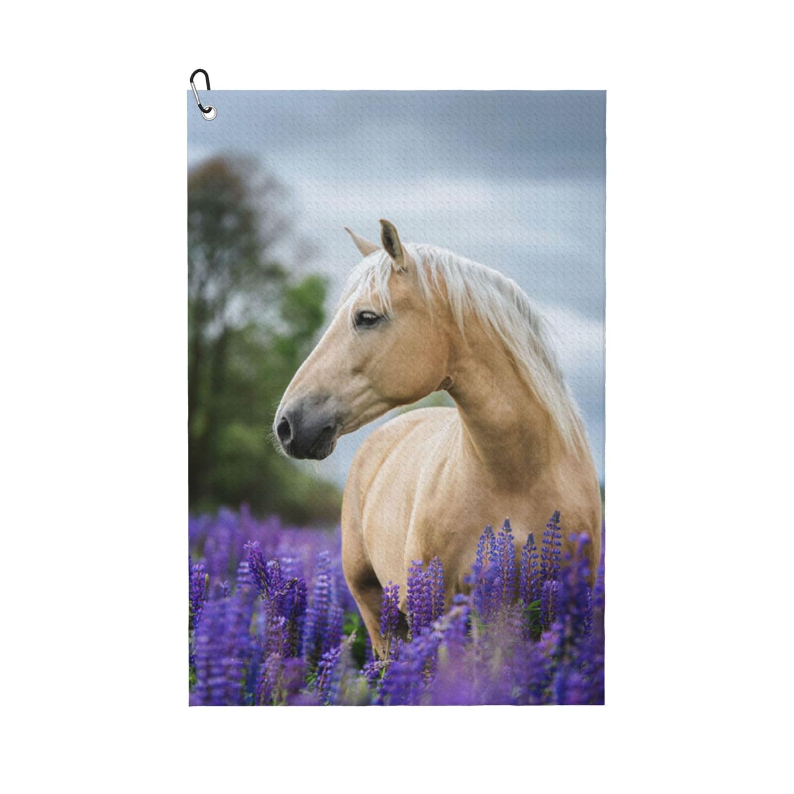 Hnnkloy Beautiful Palomino Horse Lavender, 16x24 in Portable Waffle Golf Towels with Carabiner Clip for Golf Bag
