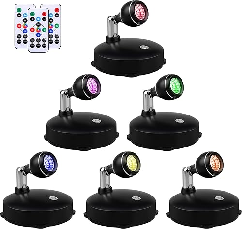 LEASTYLE Spotlight - Luces LED para interiores con control remoto, luces de acento regulables para iluminar cuadros (paquete de 6)