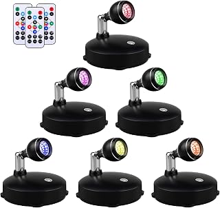 Spotlight Indoor Battery Operated Led Spot Light Stick Up Lights with Remote, Mini Spotlight Dimmable Accent Lights for Lighting up Paintings Pictures(6 Pack)