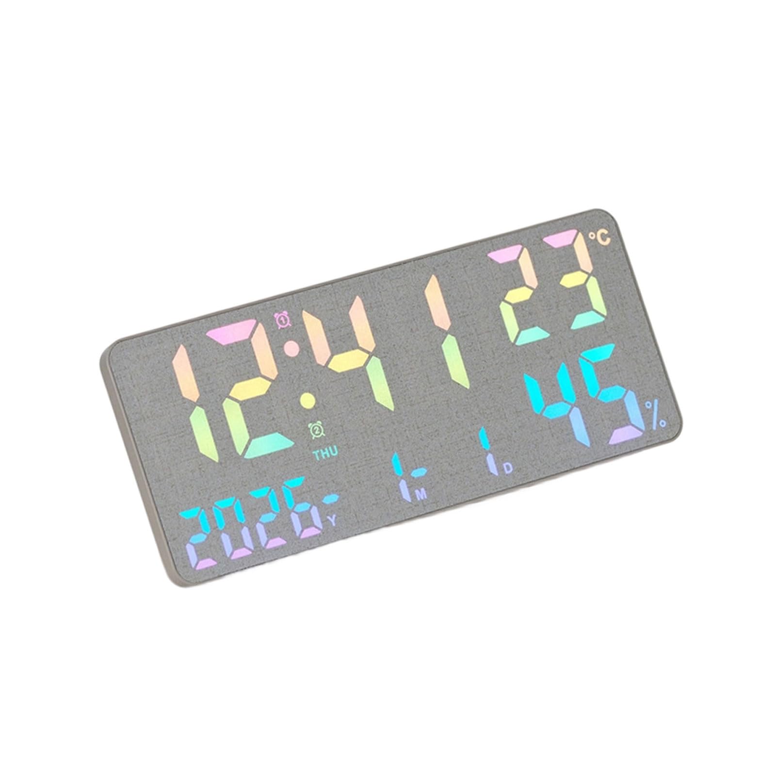 Whoasyst Quiet Operations Color Changing Electronic Clock with Temperature Humidity Sensors and Soft Glows Night Light LED Decorative Clock