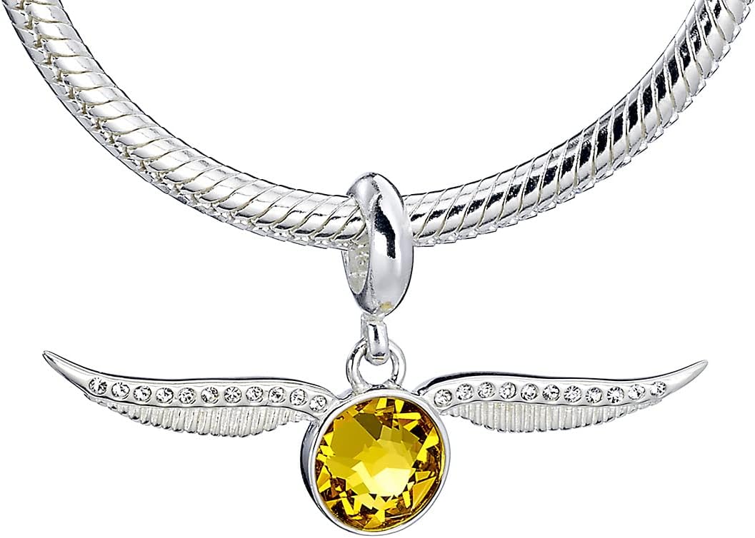 Harry Potter Sterling Silver Golden Snitch Slider Charm with Crystal Elements by The Carat Shop