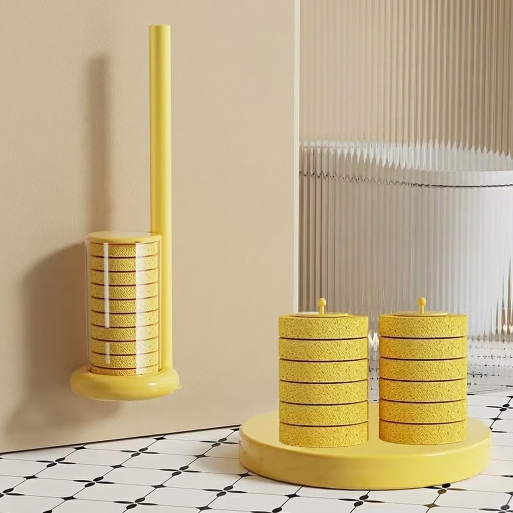 Disposable Toilet Brush with Handle and Storage Base. and There are Three Color Options to Choose from