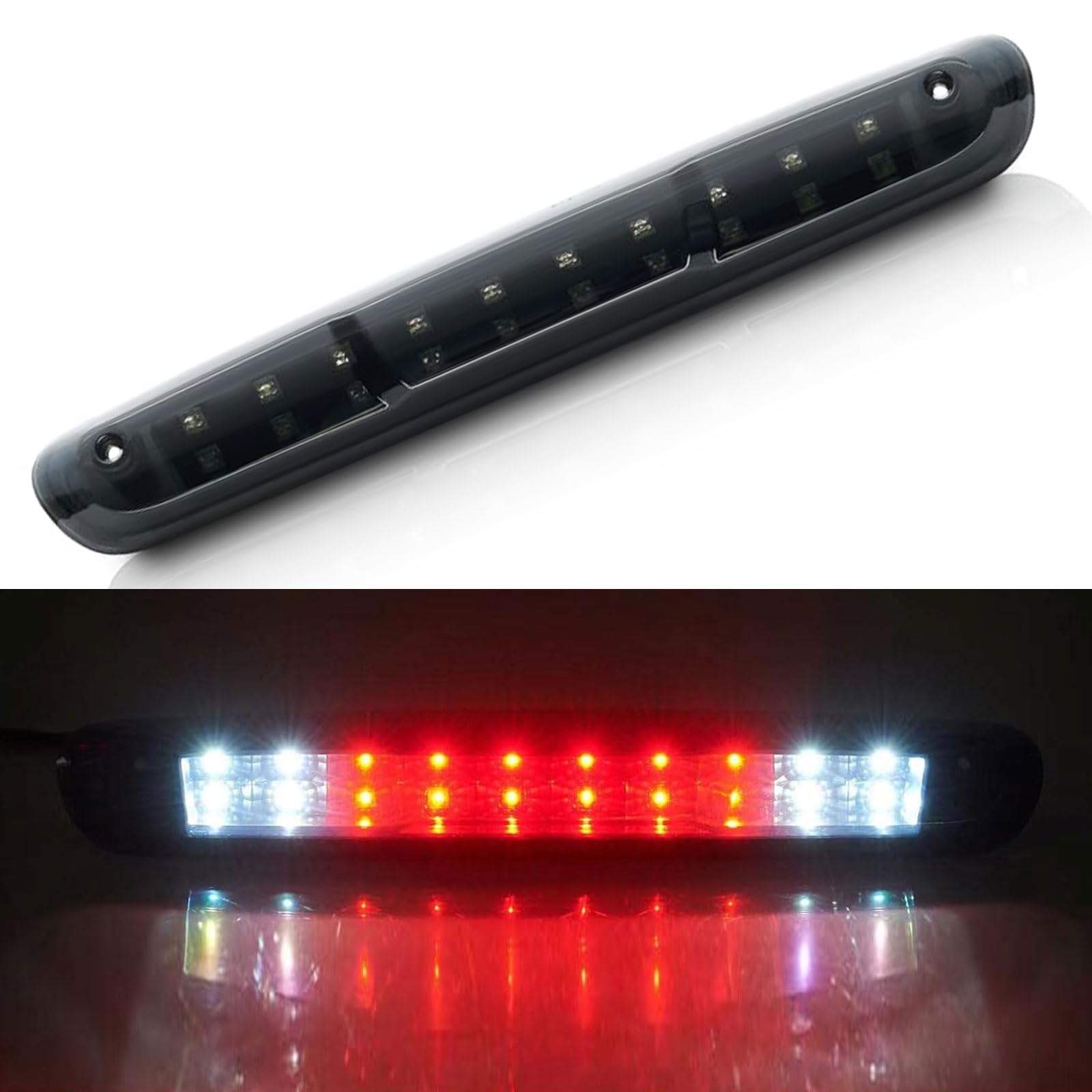 Third 3rd Brake Light, LED High Mount Stop Light for 2007-2013 Chevy Silverado/GMC Sierra 1500 2500HD 3500HD, Rear Center Cab Roof Tail Cargo Lamp, Smoke Lens