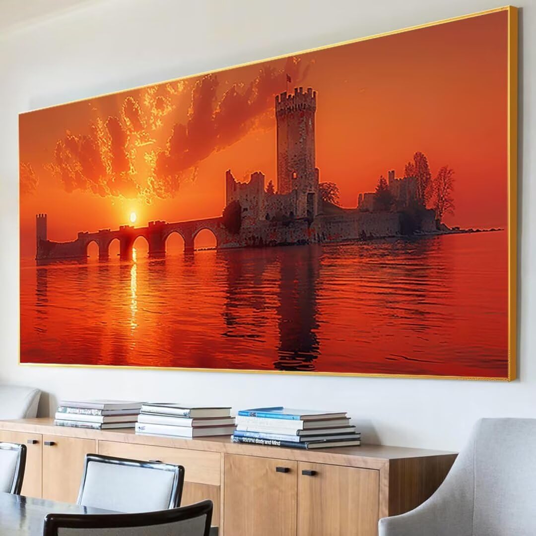 Jesienne zestawy do sztuki diamentowej dla dorosłych, 5D diamentowy obraz o zachodzie słońca, zestawy artystyczne, duże diamentowe malarstwo 60 x 120 cm, DIY, okrągłe wiertło, malarstwo diamentowe,