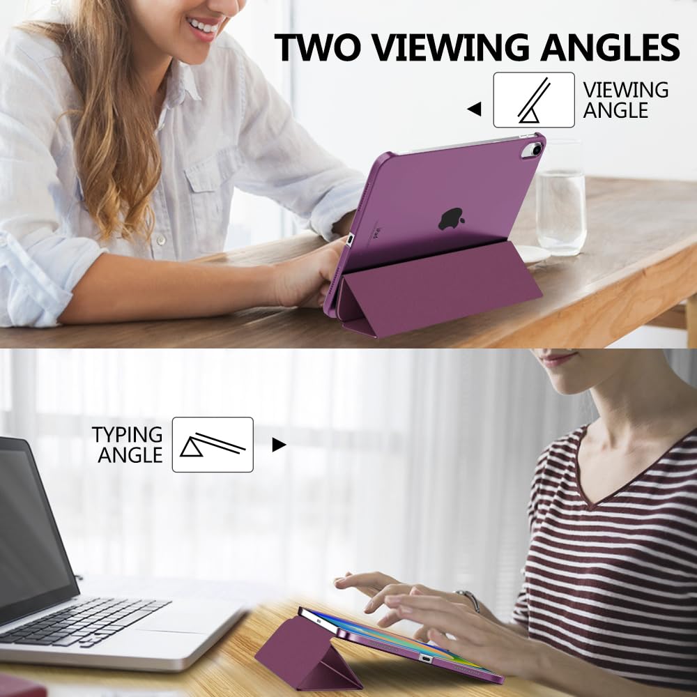 MoKo Cover Custodia iPad (A16) 11a Generazione 2025 /iPad 10a Generazione 2022, Cover Custodia Protettiva per Supporto Ultrasottile con Copertura Posteriore Traslucida in PC Rigido, Viola Scuro