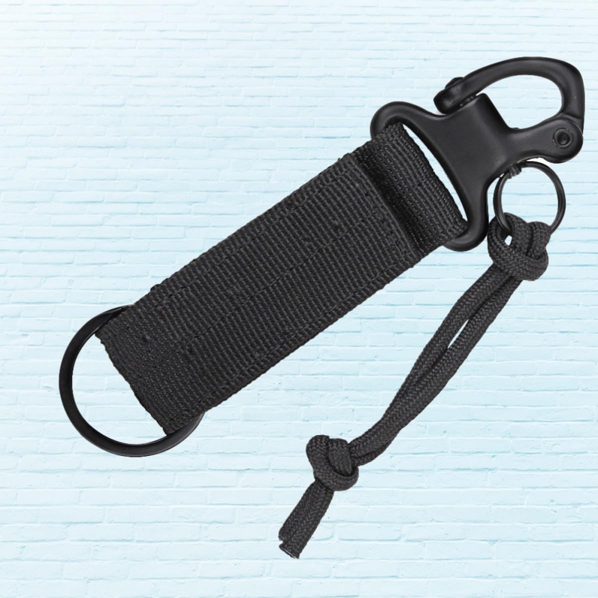 Nylon Outdoor Waist Belt Key Buckle with Hook and Loop, Black image 3