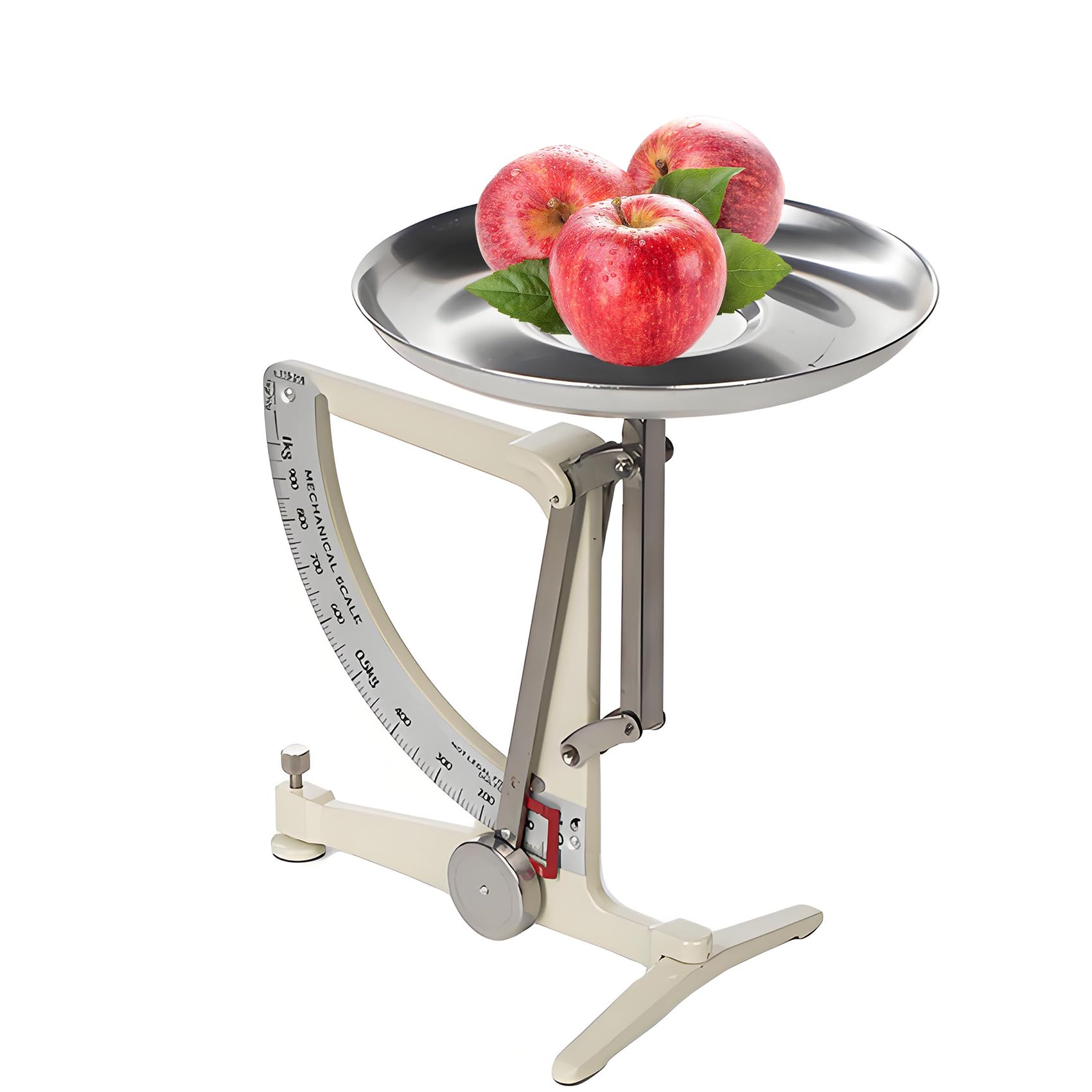 Mechaniczna waga kuchenna, waga metalowa o udźwigu 1 kg z wahadłem ze stali nierdzewnej i aluminiową tacką do badań naukowych (White)