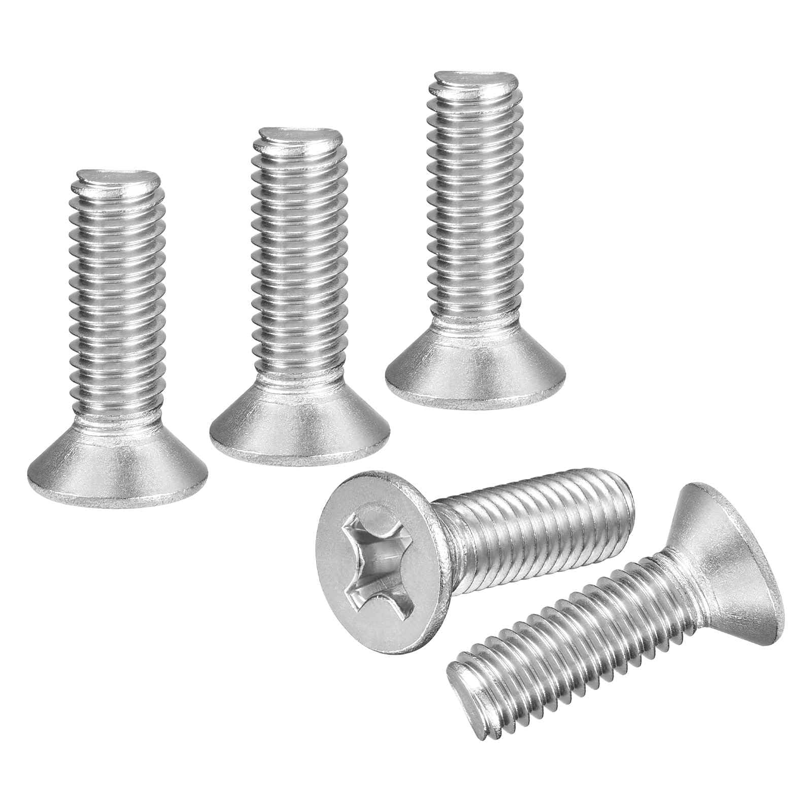 DTGN M6-1x20 Flat Head Countersunk Machine Screws - 50pcs - Good for Furniture and Machinery - 304 Stainless Steel Phillips Machine Screws Bolts - Silver — image 1