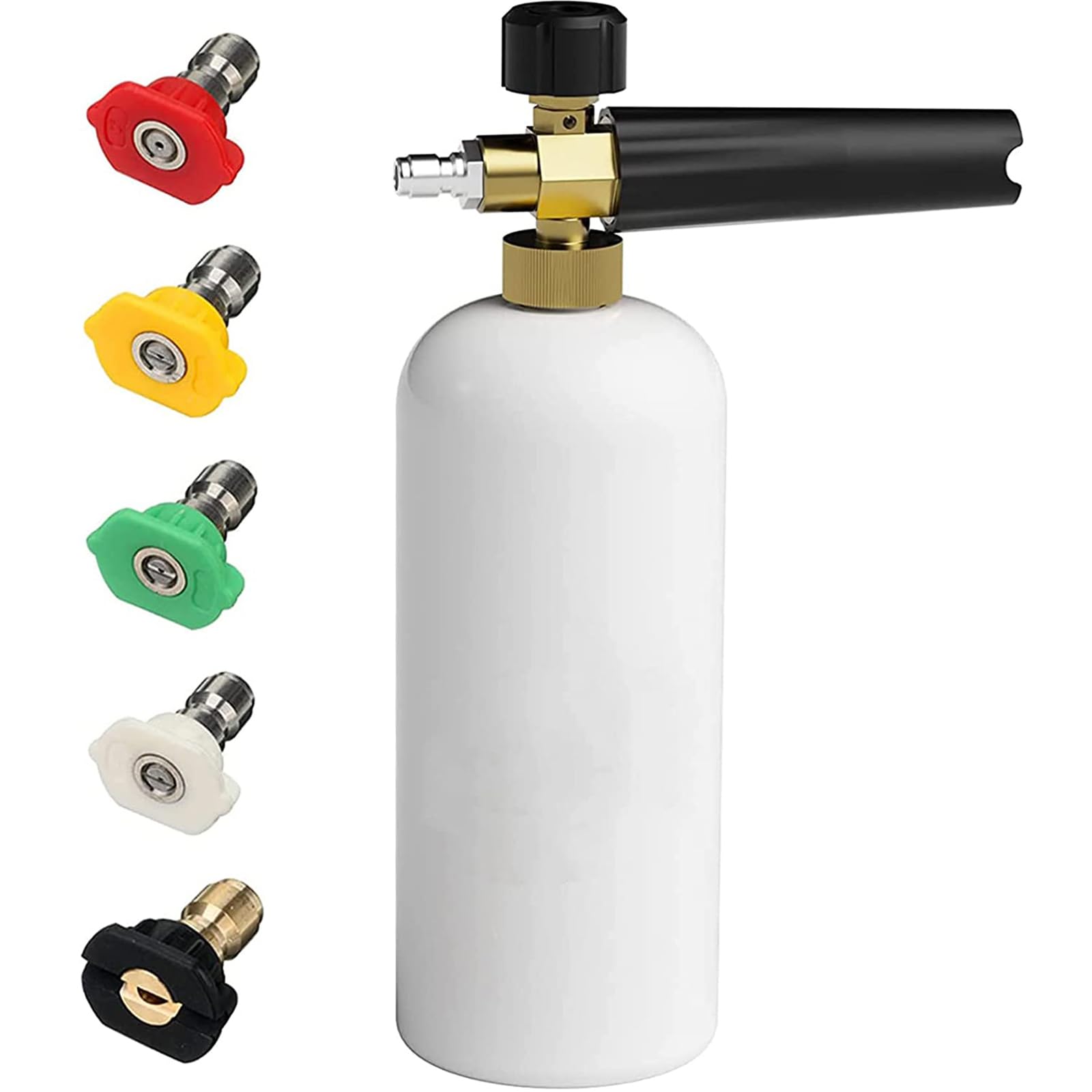 Car Foam Cannon Pressure Washer with 5 Nozzle Tips Snow Foam Lance Jet Wash 1/4 Inch Quick Connector Car Wash Blaster for Pressure Power Washer Machine 1 Liter Capacity