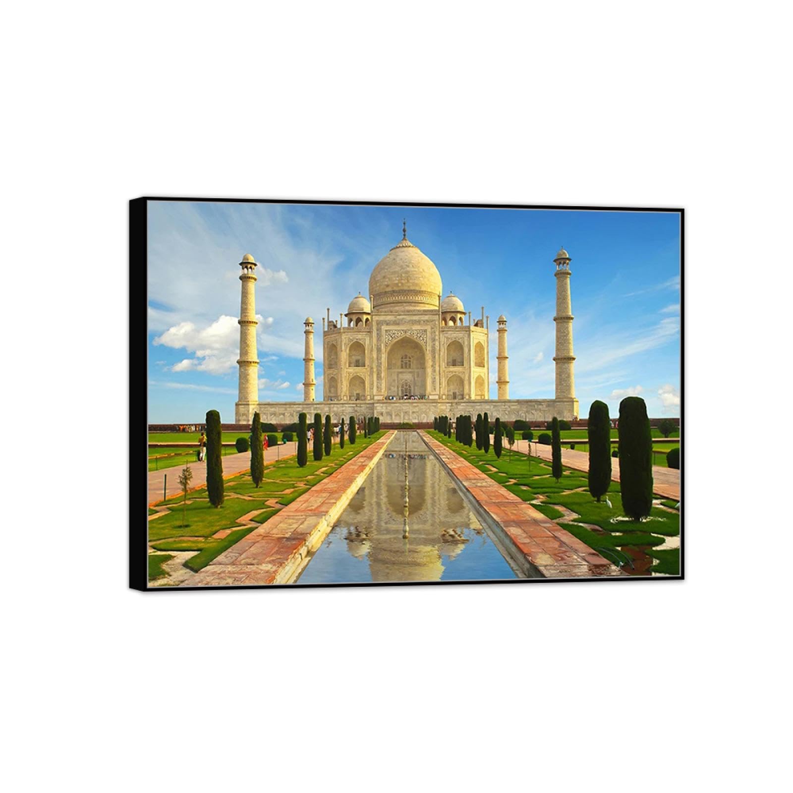 Stadt Leinwandbild Landschaftsbilder-Panorama Bild auf Leinwand-Gebäude Tempel-Schwarzer Rahmen Wandbilder für Wohnzimmer 50x70cm-19x27in