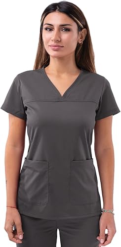 Adar Pro Scrubs para mujer - Blusa quirúrgica con cuello en V tipo corazón