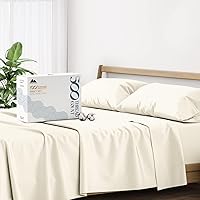 Vista 74 de Mayfair Linen - Juego de sábanas 100% algodón, tamaño Queen, 500 hilos, 4 piezas (azul claro), suave, refrescante, sábana de algodón satinado