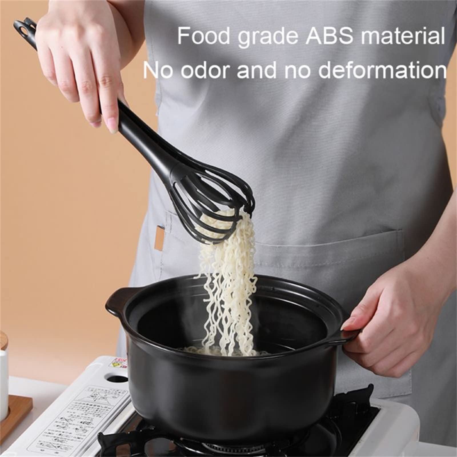 Multifunktionaler manueller Schneebesen und Eierschlägel, 2-in-1 Lebensmittelzange und Mixer-Halter zum Kochen, Mischen und Grillen – 2-teiliges Set