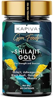 Kapiva Shilajit Gold | 60 Capsules | with 24 Carat Gold | Boosts Stamina in 4 Weeks |100% Ayurvedic | Natural Energy & Vitality Supplement