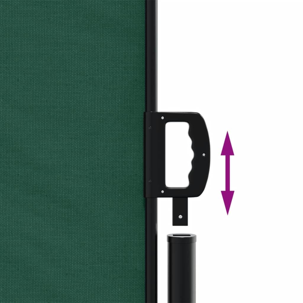 IKAYAA Toldo Lateral Retráctil, Pantalla Enrollable Mampara de Privacidad, Protector Solar a Prueba de Viento, para Balcón, Jardin, 100 x 500 cm Verde Oscuro