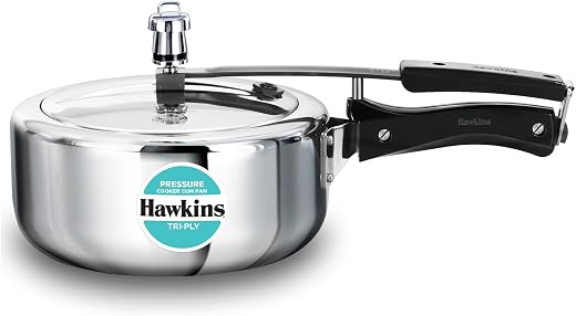 Hawkins 3 Litre Tri-Ply Pressure Cooker cum Pan, Triply Stainless Steel Inner Lid Cooker, Pan, Silver (SSTPP3)