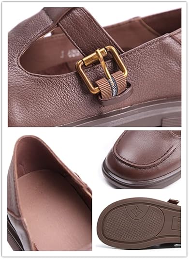 Chaussures Plates Mary Jane à Bout Rond En Cuir écologique