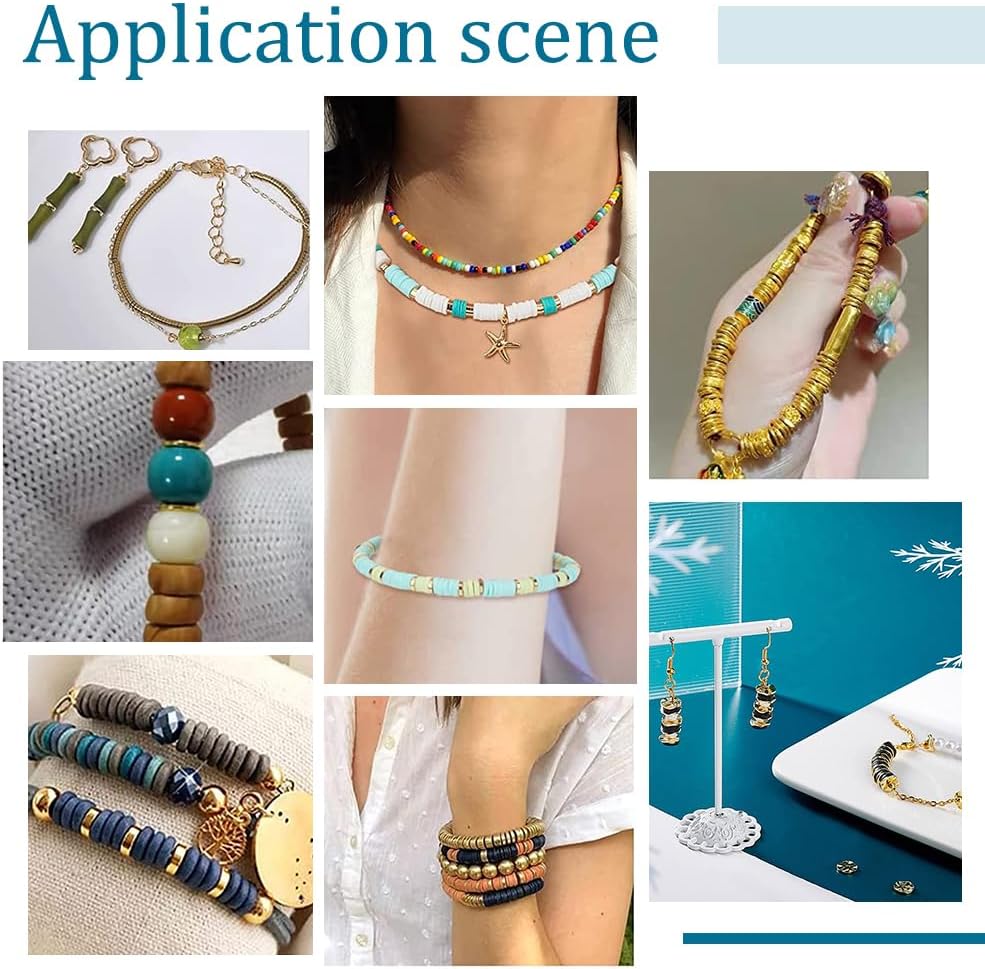 PH PandaHall 40pcs 18K Golden Spacer Beads 4 Sizes Wave Disc Heishi Flat Round Metal Spacers for Clay Summer Stackable Bracelet Jewelry Making 4/6/8/10mm - Image 3