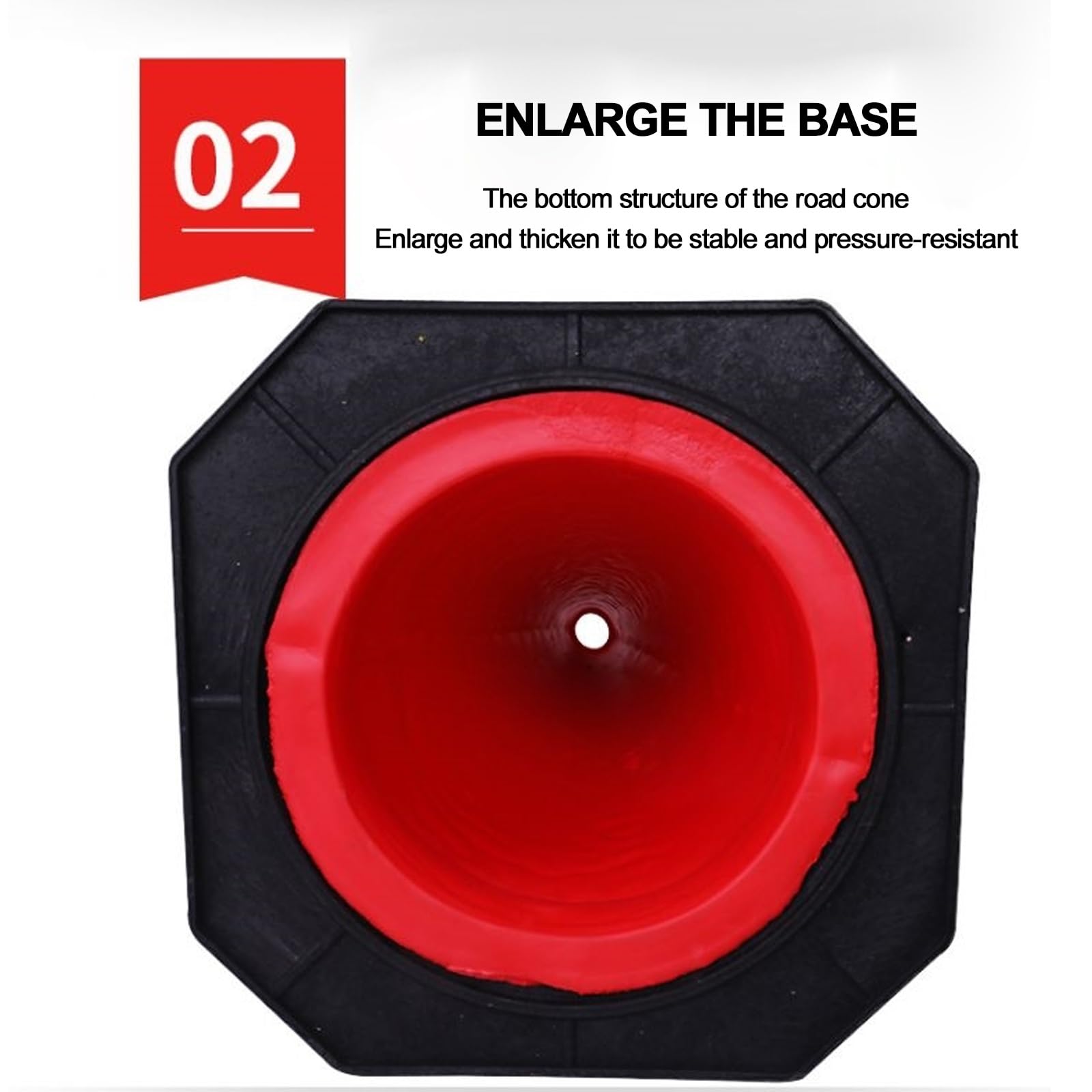 2 Postes Delimitadores de Tráfico de Goma con Base Negra Pesada, Conos Viales Flexibles Resistentes a Impactos con Collares Reflectantes Alta Visibilidad para Seguridad Vial(70cm/28in)