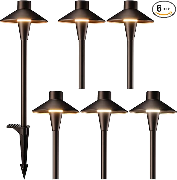 LEONLITE Update 5CCT Low Voltage Pathway Lights, 12-24V LED Landscape Path Light, 1800/2700/3000/4000/5000K, CRI90, IP65 Waterproof Landscape Lighting, Aluminum Housing, Oil Rubbed Bronze, Pack of 6