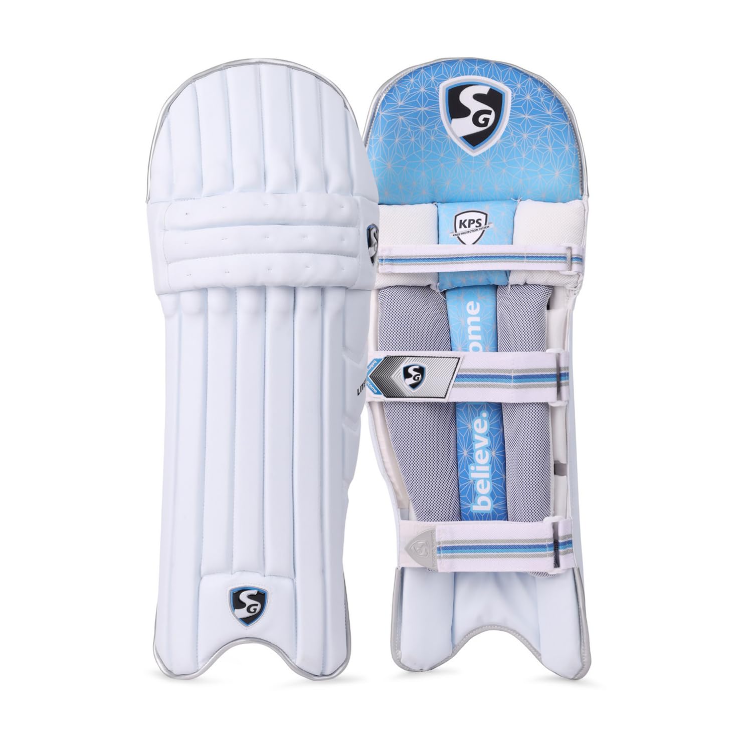 SG LITEVATE Cricket Batting Leg Guards, Adult Size, Left Hand, White and Blue-picture-21