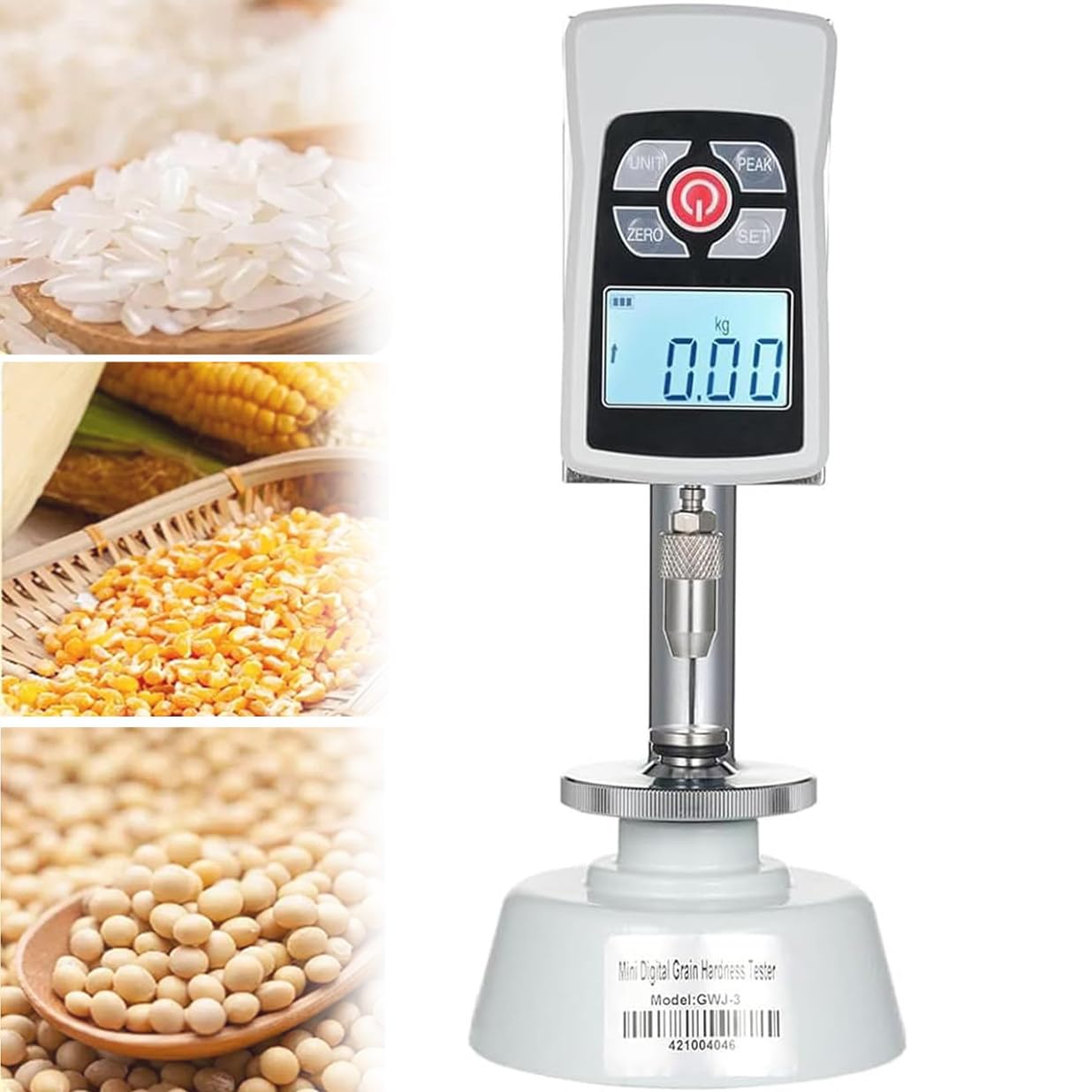 Probador de dureza de grano digital con pantalla LCD y 3 modos de medición para trigo y maíz
