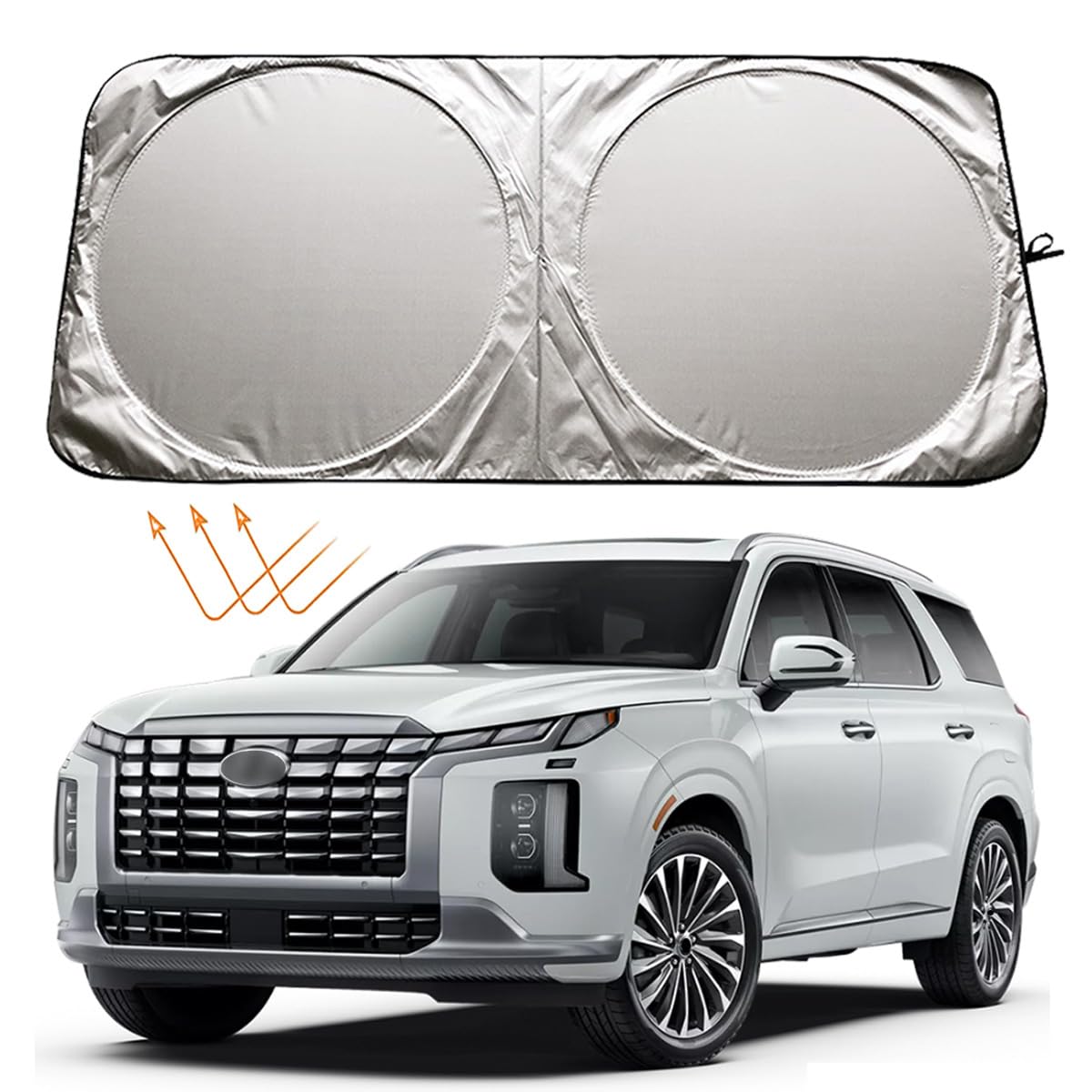 XHRING Windshield Sun Shade for Hyundai Palisade 2020-2024 Santa Cruz 2022-2024 Santa Fe 2001-2024 Accessories, Car Front Window Sunshade Sun Visor Shield for Hyundai Tucson Sun Protection