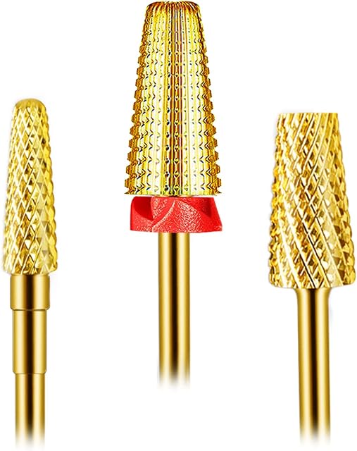 [2022 Upgraded]3Pcs Nail Drill Bits Set, 5 in 1 Drill Bits for Nails 3/32 Inches, Tapered Barrel and Cone Shape Carbide Nail Drill Bits for Acrylic or Gel Remover