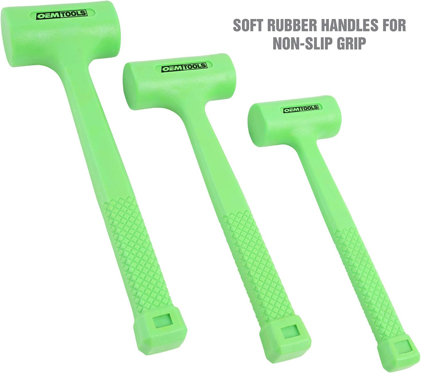 OEMTOOLS 25517 3 Piece Dead Blow Hammer Set, 1/2 Lb., 1 Lb., and 2 Lb., Non Marring Mallet, Automotive Hammer, Non-Slip Grip, Steel-Shot Filled for More Force