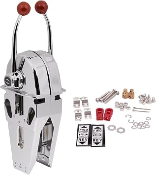 Universal Boat Dual Lever Throttle Control,Marine Top Mount Twin Lever Engine Control Zinc Alloy Dual Handle Shift for Any Type of Boat with Outboard Inboard or I/O Power