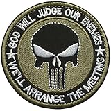 SpaceAuto 3D Embroidered God Will Judge Our Enemies We'll Arrange the Meetings Punisher Military Tactical Morale Hook & Loop Patch 3.15