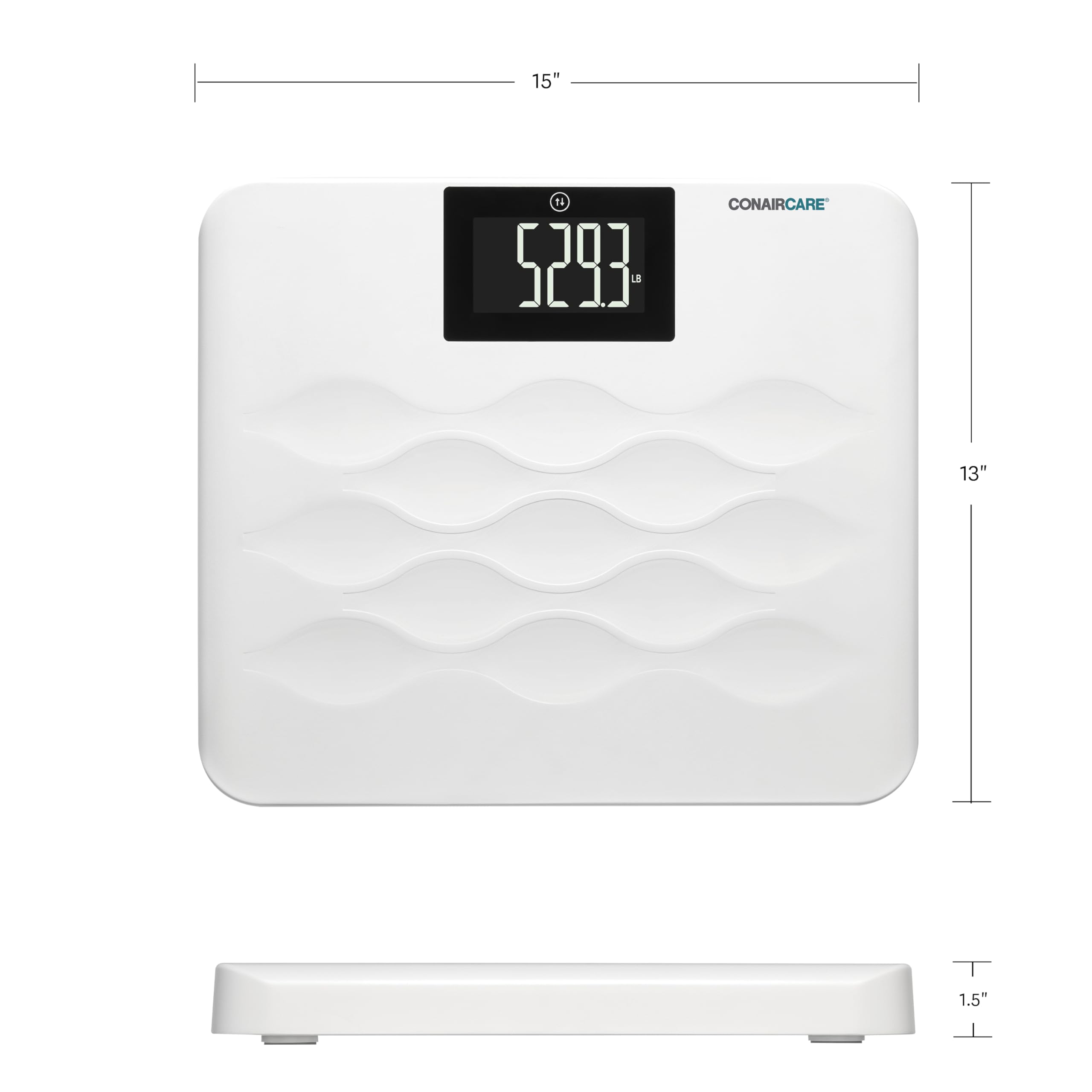 Conair Báscula de baño para peso corporal, báscula de baño parlante de alta capacidad en inglés y español, 660 libras. Límite de peso mejorado con pantalla LCD retroiluminada XL y plataforma estable y