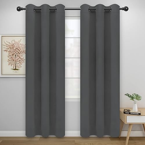 Easy-Going - Cortinas blackout unicolor, con ojales, para aislamiento térmico, reducción de ruido y oscurecimiento de habitación o sala de estar, 2