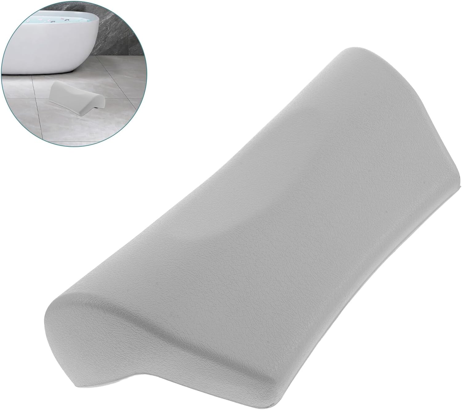 TEHAUX Bath Pillow for Bathtub with Suction Cups Soft Pu Foam Neck and Head Support Cushion Thick Waterproof Spa Bath Cushion for Home