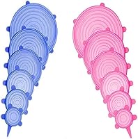 Vista 8 de Juego de 12 tapas elásticas de silicona, 6 tamaños, cubiertas reutilizables para almacenamiento de alimentos, cubiertas de silicona para tazones