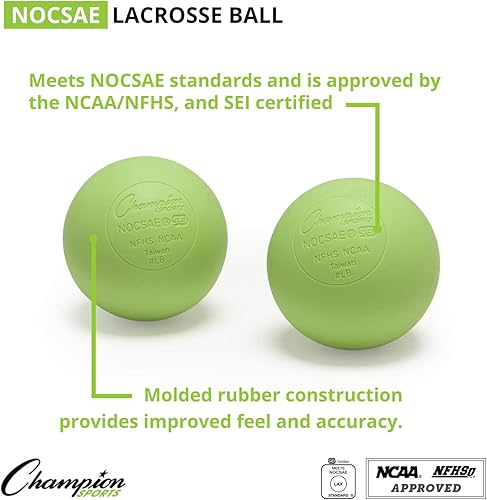 Miniatura 3 de Champion Sports - Pelotas de colores para lacrosse, tamaño oficial para juegos profesionales, universitarios y escolares, prácticas y recreación,