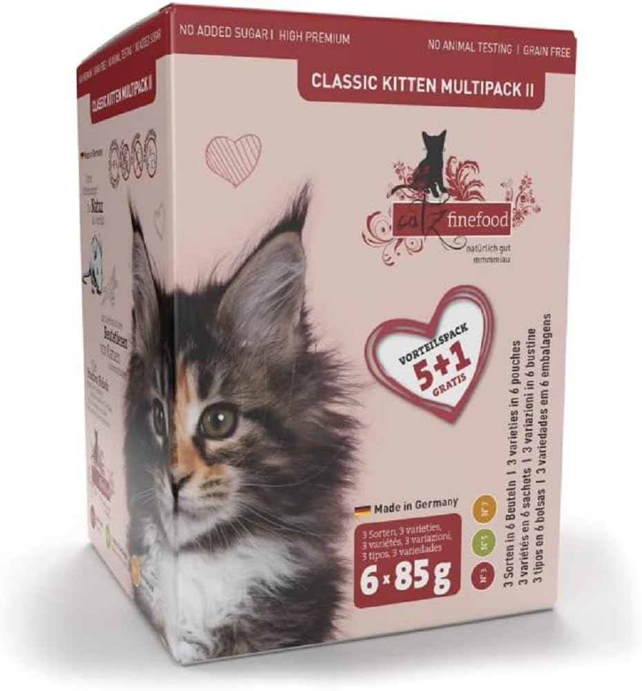 catz finefood Kitten Multipack I Katzenfutter nass - Feinkost Kitten  Nassfutter fr Junge Katzen ohne Getreide und Zucker mit hohem  Fleischanteil (6 x 85g Beutel) : Amazon.de: Haustier