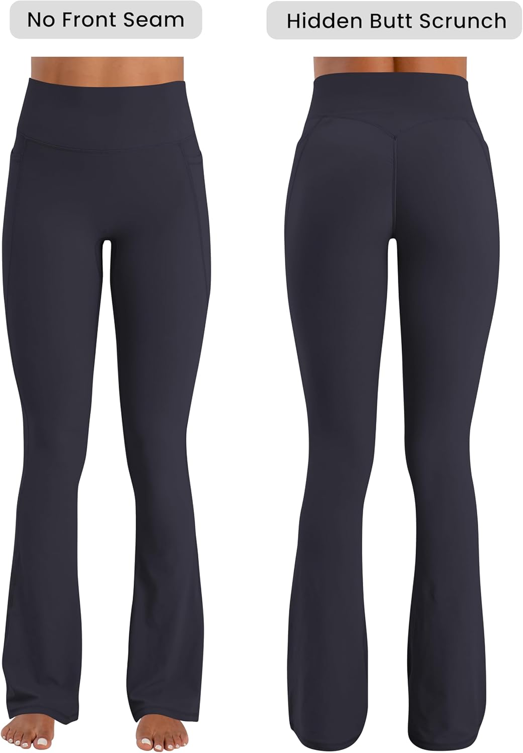Sunzel No Front Seam Flare Leggings for Women with Pockets Hidden Butt Lifting Scrunch Tummy Control Mini Flared Yoga Pants - Image 3