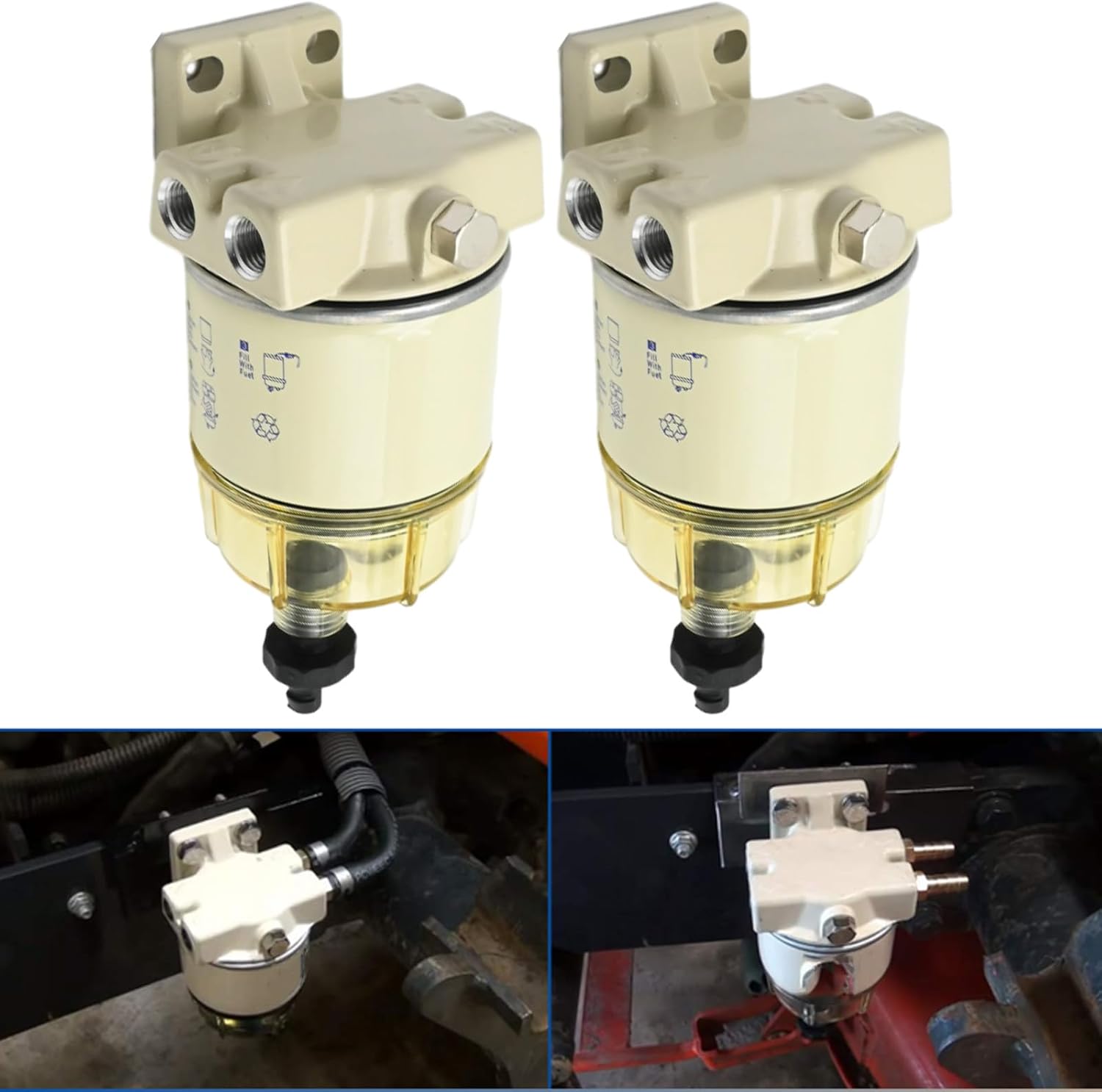 2 Pcs 18-7947 R12T Fuel Filter Water Separator Kit, Replacement for Racor S3240 120AT NPT 1/4-19, Replacement for 3/8 Inch NPT Outboard Motor, Replaces 99105-20006, 9-37812