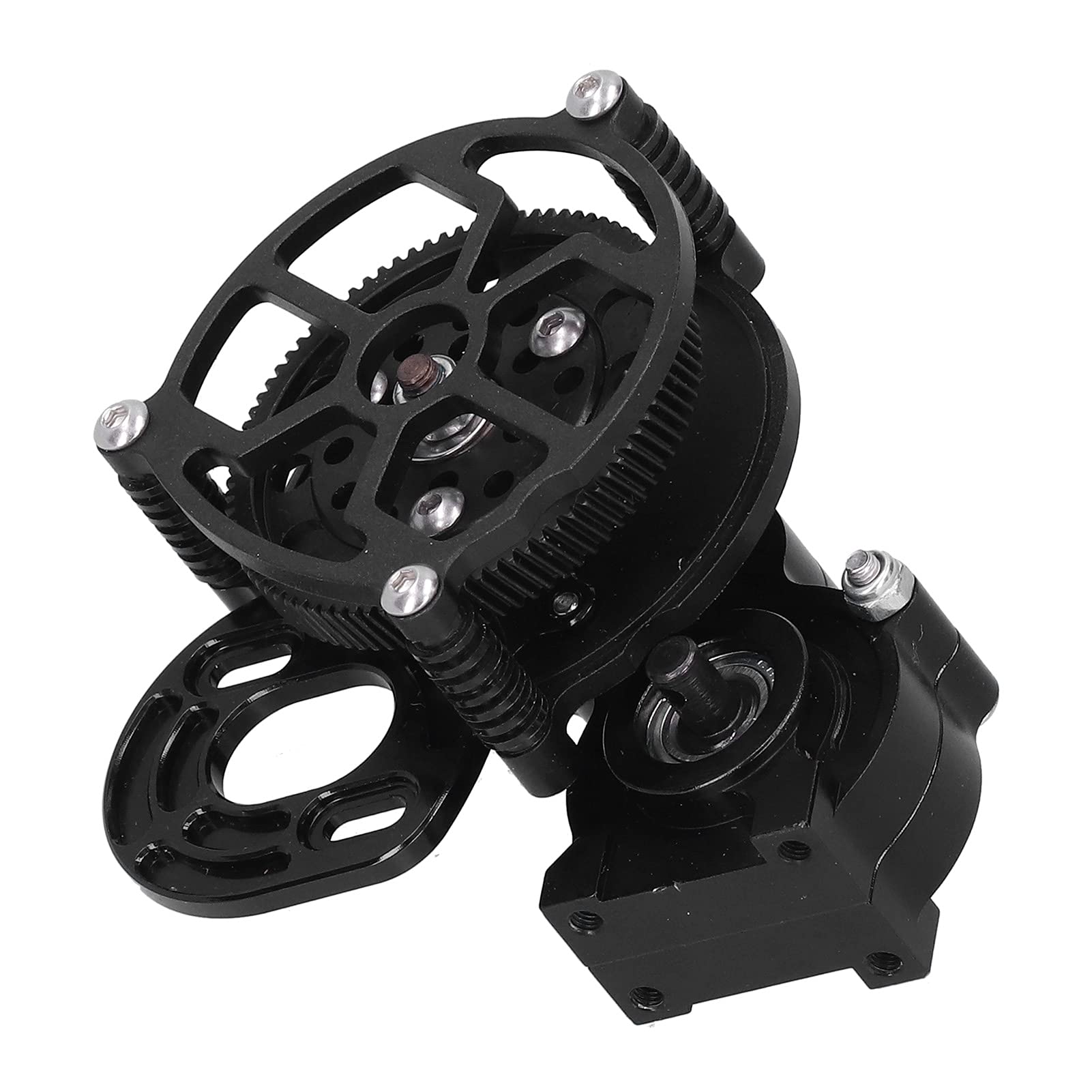 Changor Caja de Cambios RC Caja de Transmisión de Metal Duradera con Engranaje para Coches SCX10 90046 90047 90016 90021 1/10 RC (Negra)