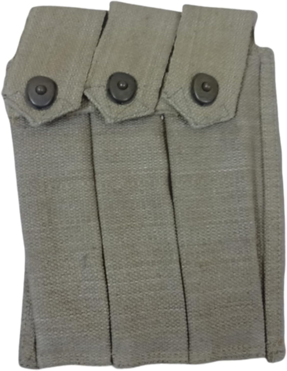 warreplica US WWII Thompson SMG 3Cell 30 Round Magazine Khakhi Pouch- Marked U.S.- Premium Canvas Military Reproduction-Fits 3 x 30rd Thompson Submachine Gun Mags - Period Correct Reenactment Gear
