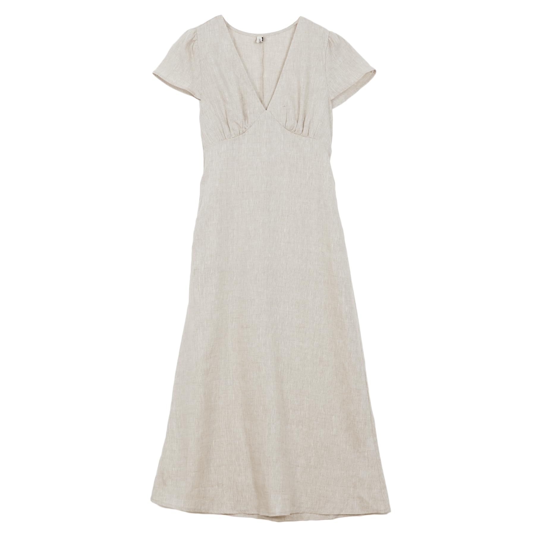 Amazhiyu Vestido de lino para mujer, de lino, de verano, manga corta, cuello de pico, vestido maxi, vestido de verano, vestido maxi, vestido de playa, vestido largo para el tiempo libre, con cinturón