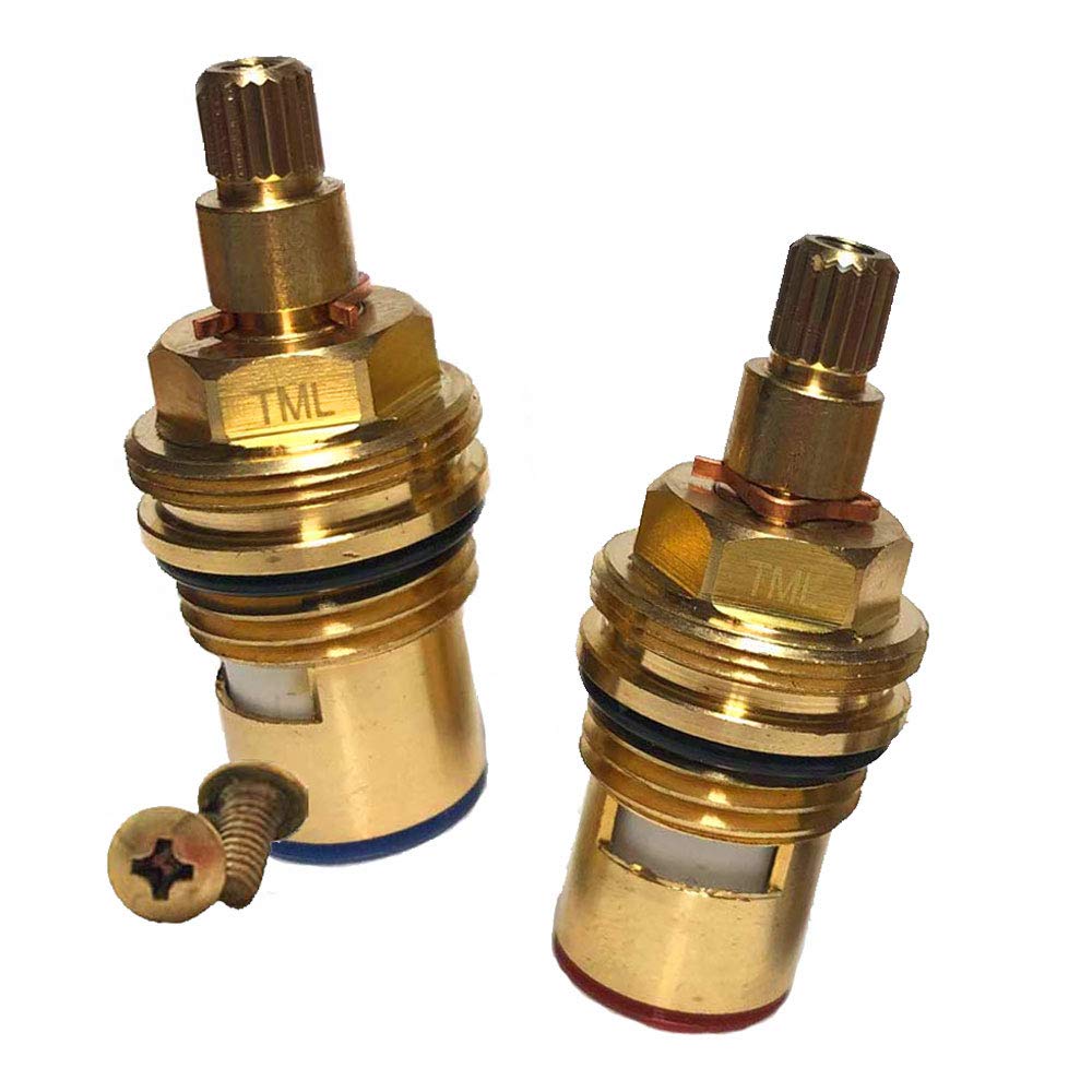 Tap Magician Tap Cartridges Replacement Ceramic Disc Quarter Turn Valves 53Mm X 9Mm Spline Length (Hot And Cold) Bsp 1/2" (Supplied With Solid Brass Spline)