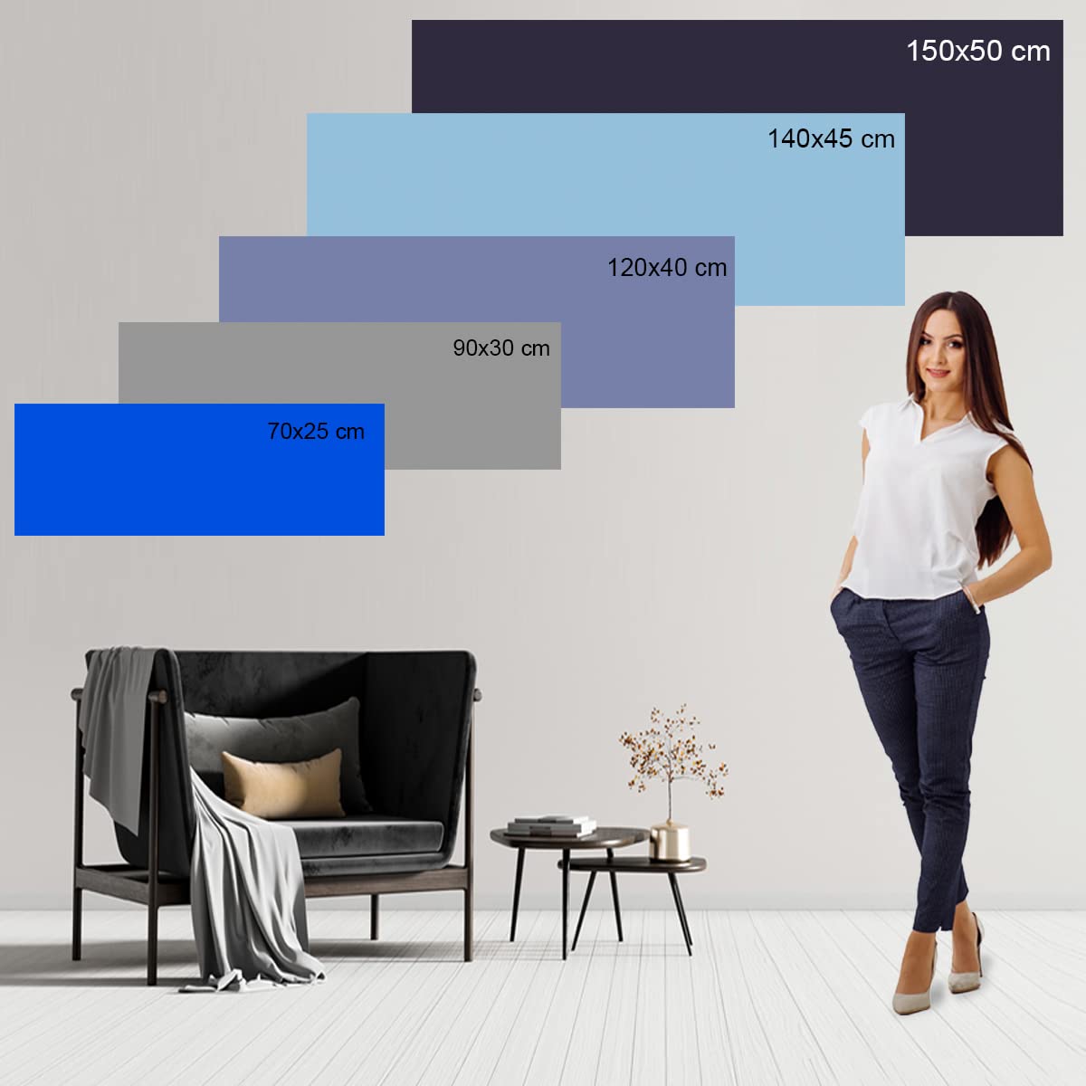 Feeby Bilder 45x140 cm Vase Mohn 1 tlg Modern Vlies Wandbilder Leinwandbilder Bild auf Leinwand Kunstdruck Wand Wanddeko Design Schlafzimmer Flur Wohnzimmer abstrakt Krug mehrfarbig